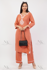 Noorkasni Rayon fabric Hand embroidered Kurti Bottom set - NoorKasni Collections